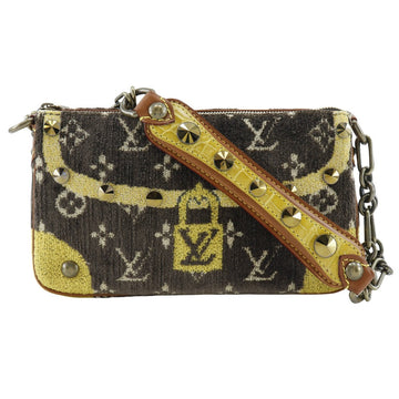 LOUIS VUITTON Shoulder Bag M92710 Velvet, Leather Brown Accessory pouch Studs Trompe l'oeil Pochette Accessory Women Used