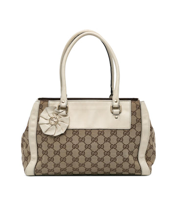 Canvas Tote Bag with Leather Trim and Magnetic Closure