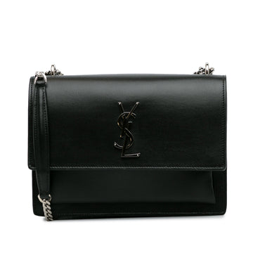 Yves Saint Laurent Sunset Medium Black Calfskin