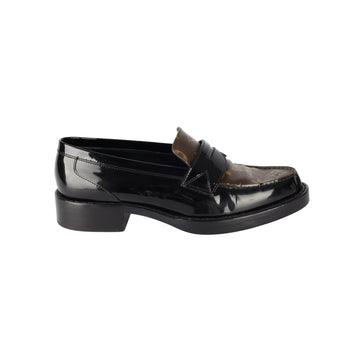 Louis Vuitton Black and Monogram Canvas Moccasin - '20s