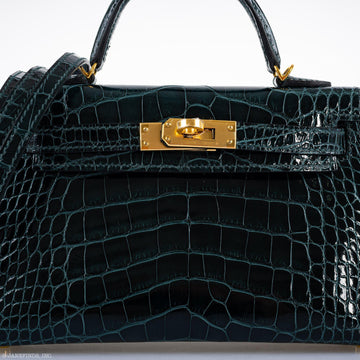 Hermes Kelly 20 Mini II Sellier Vert Cypress Alligator Gold Hardware - 2019, D