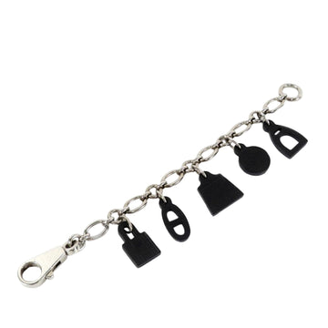 Olga Breloque Palladium and Leather Bag Charm