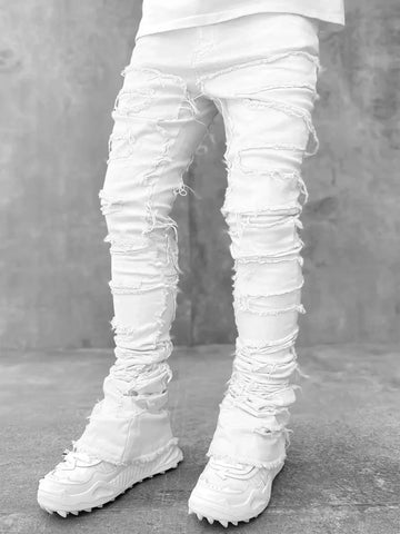 1984 Stretched Patchwork Tassel Damaged Jeans G14
