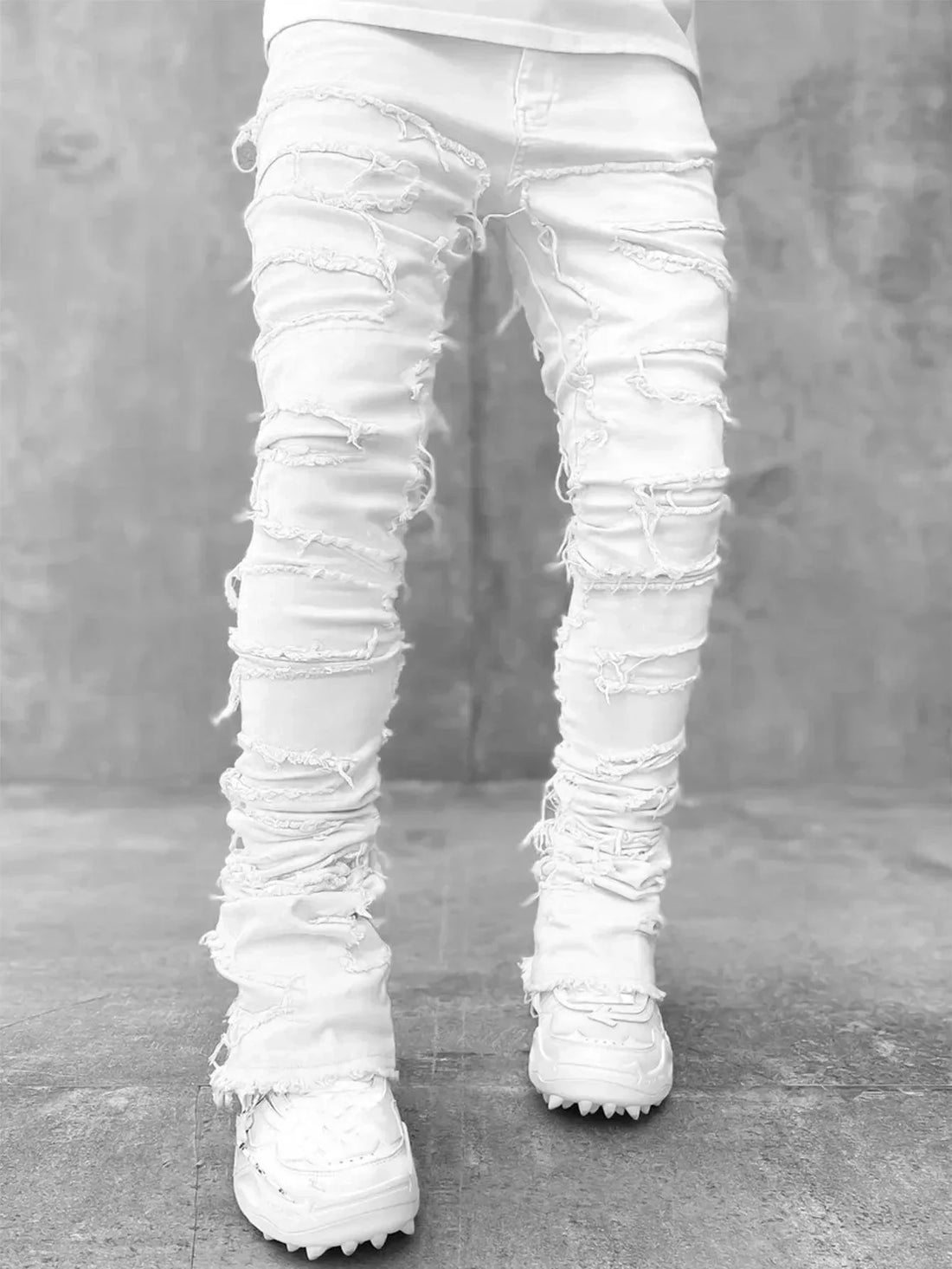 1984 Stretched Patchwork Tassel Damaged Jeans G14