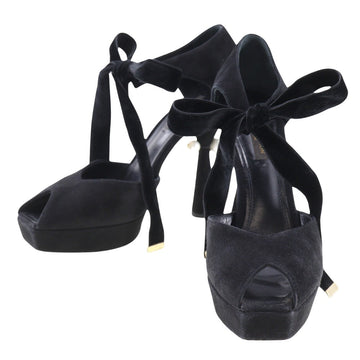 LOUIS VUITTON Sandals Suede black Women 37.5 Used