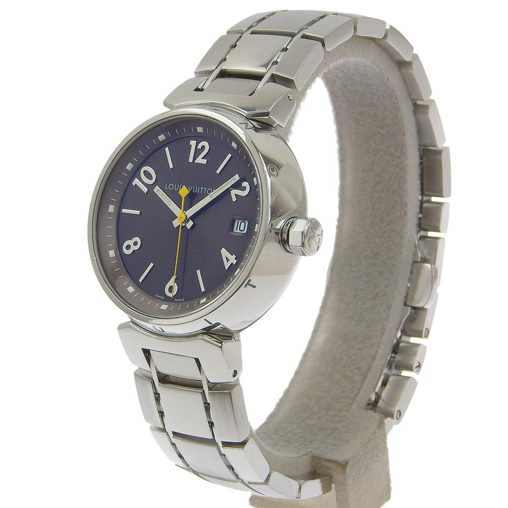 LOUIS VUITTON Watches Quartz Q1311 Stainless Steel Silver Tambour Brown dial Women Used
