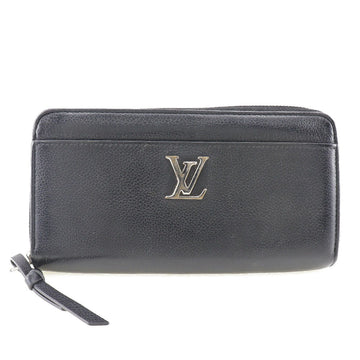 LOUIS VUITTON Long Wallet Purse leather black Zippy wallet Portefeuille Rock Me Women Used