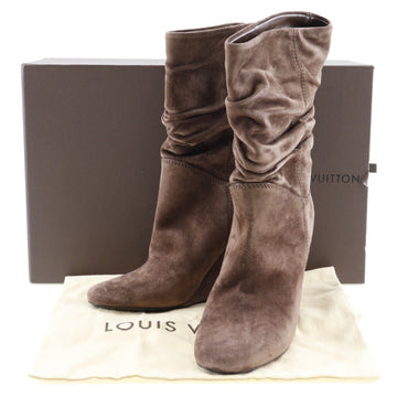 LOUIS VUITTON boots Suede Brown Wedge sole Ankle boots Women 34 1/2 Used