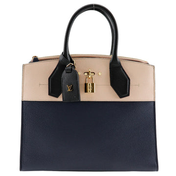 LOUIS VUITTON Handbag M42496 Calfskin Navy / pink By color City Steamer MM Women Used