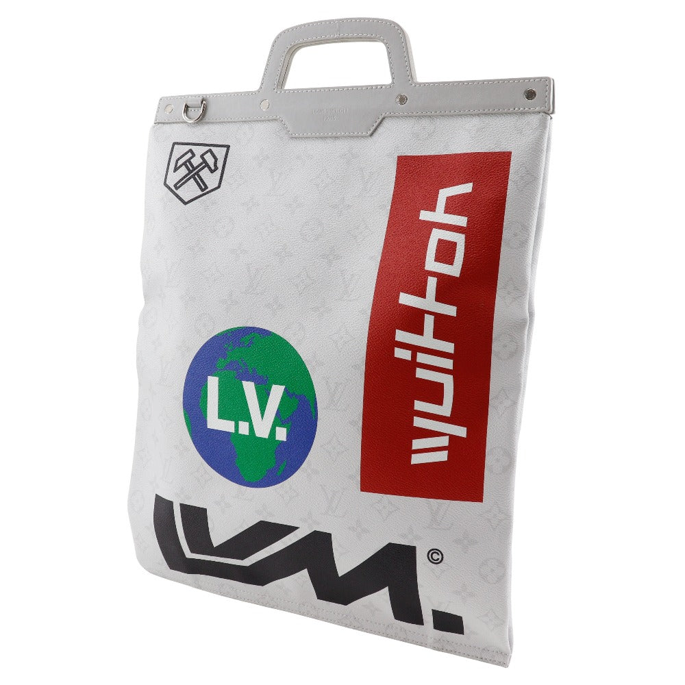 LOUIS VUITTON Handbag M44627 White Monogram Canvas Light gray Flat vertical tote mens Used