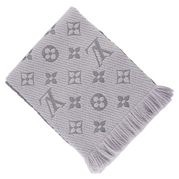LOUIS VUITTON Scarf Wool, Silk gray Esharp Logomania unisex(Unisex) Used