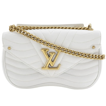 LOUIS VUITTON Shoulder Bag M51945 Calfskin White 2WAY Chain bag New Wave MM Women Used