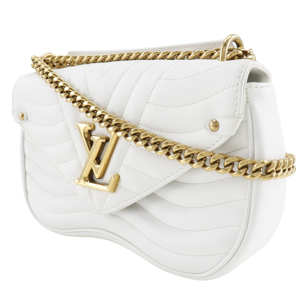 LOUIS VUITTON Shoulder Bag M51945 Calfskin White 2WAY Chain bag New Wave MM Women Used