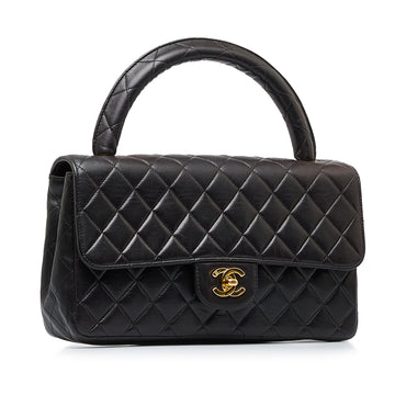Chanel Kelly Parent Top Handle Medium Black Lambskin Gold