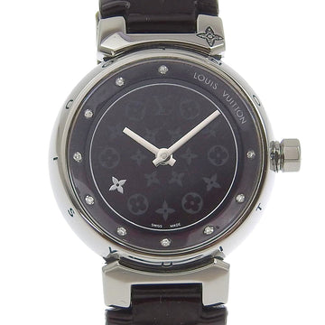 LOUIS VUITTON Watches Quartz Q12M3 Stainless Steel, Monogram Vernis wine-red Disc Dearmon PM Tambour Bordeaux dial Women Used