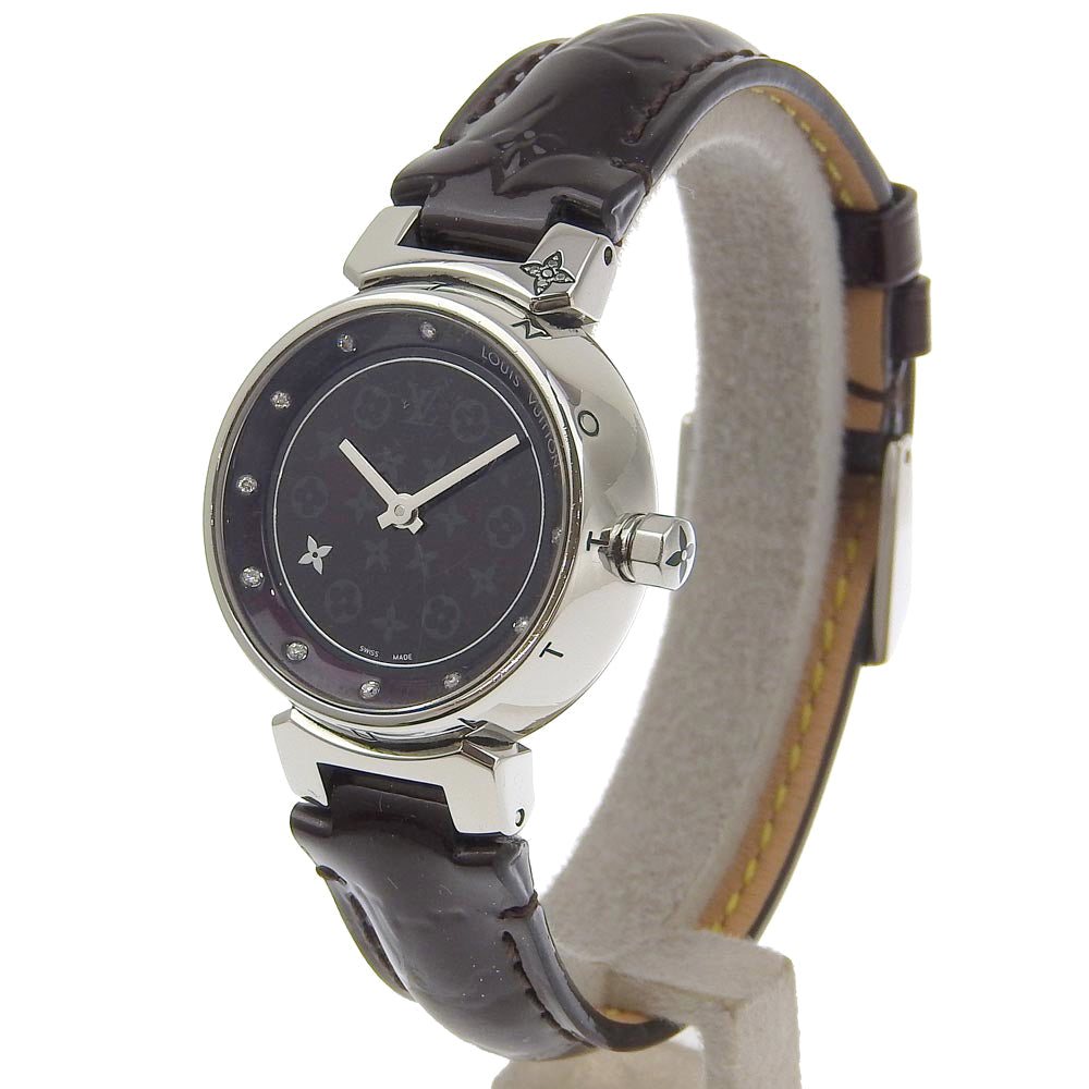 LOUIS VUITTON Watches Quartz Q12M3 Stainless Steel, Monogram Vernis wine-red Disc Dearmon PM Tambour Bordeaux dial Women Used