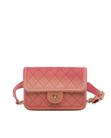 Quilted Leather Flap Belt Bag with CC Turn-Lock Closure