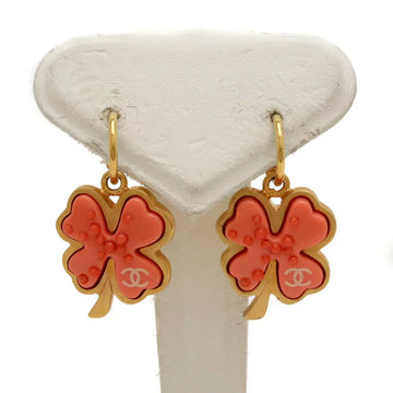 Chanel Hoop Swing Earrings Clover Salmon Pink