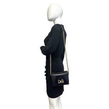 Dolce & Gabbana DG Crystals Crossbody Bag Black Leather