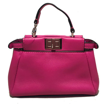 Fendi Micro Mini Fuchsia Pink Peekaboo Bag with Shoulder Strap