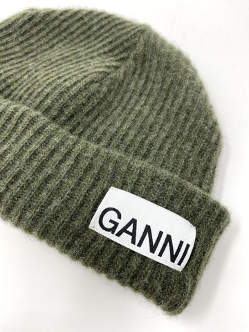 GANNI Recycled Wool-Blend Beanie - Color: Kalamata - One Size