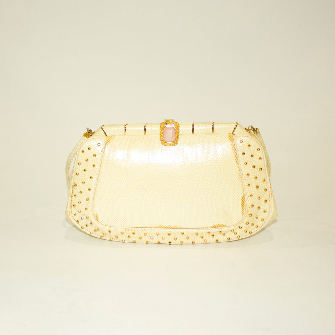 JUDITH LEIBER Vintage Cream Snakeskin & Gold Crossbody/Clutch