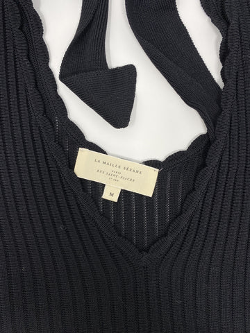 SÉZANE BLACK VISCOSE TOP WITH BACK DETAIL - SIZE M