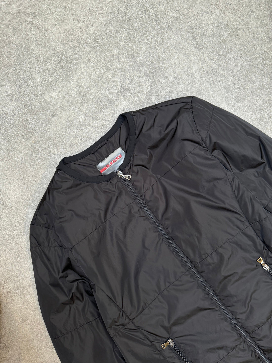 2001 Prada Collarless Full-Zip Padded Jacket SC:5782