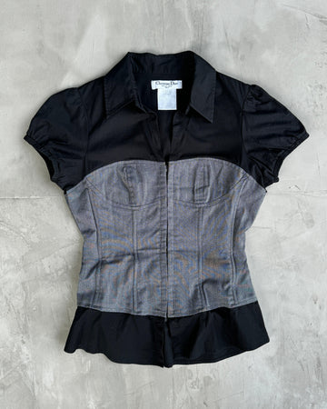 CHRISTIAN DIOR CORSET COLLARED TOP - M