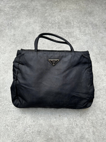 Prada Logo Plaque Nylon Top Handle