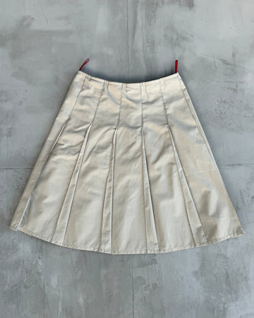 PRADA SPORT NYLON BEIGE PLEATED MIDI SKIRT - M