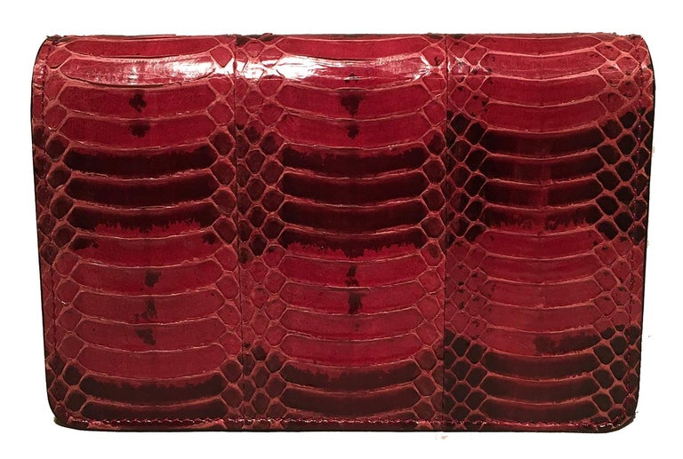 Dolce and Gabbana Maroon Snakeskin Keyhole Clutch Bag