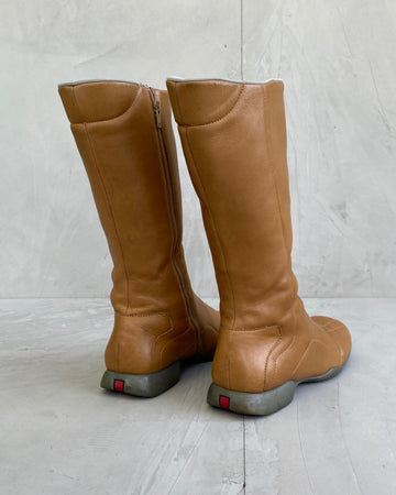 PRADA SPORT 90'S SQUARE TOE LEATHER BOOTS - EU 39 / UK 6