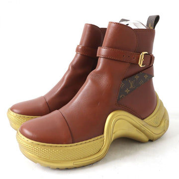 LOUIS VUITTON boots leather Brown x Gold 36