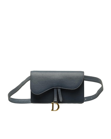 Leather Waist Bag with Flap Closure