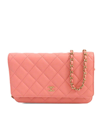 Classic Quilted Leather Wallet On Chain