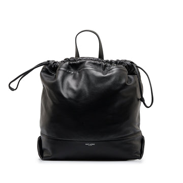 Yves Saint Teddy Drawstring Black Calfskin