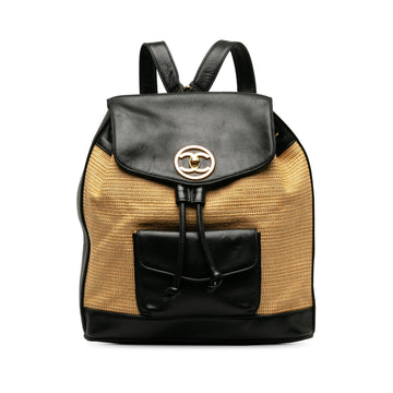Chanel Duma Backpack Black Raffia Gold
