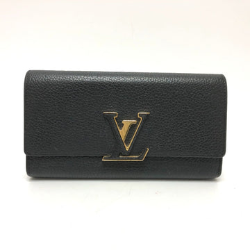 LOUIS VUITTON Long Wallet Purse M61248 Taurillon Clemence Leather black LV logo Portefeuille Capsine Women Used