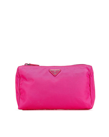 Nylon Pouch with Top Zip and Interior Pocket
