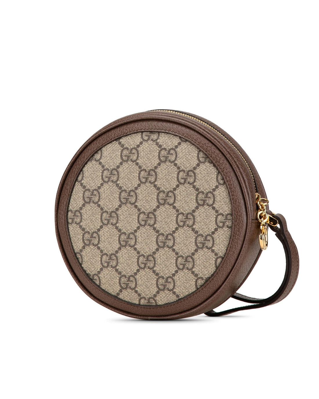 Ophidia Round Clutch with Leather Trim and Web Detail