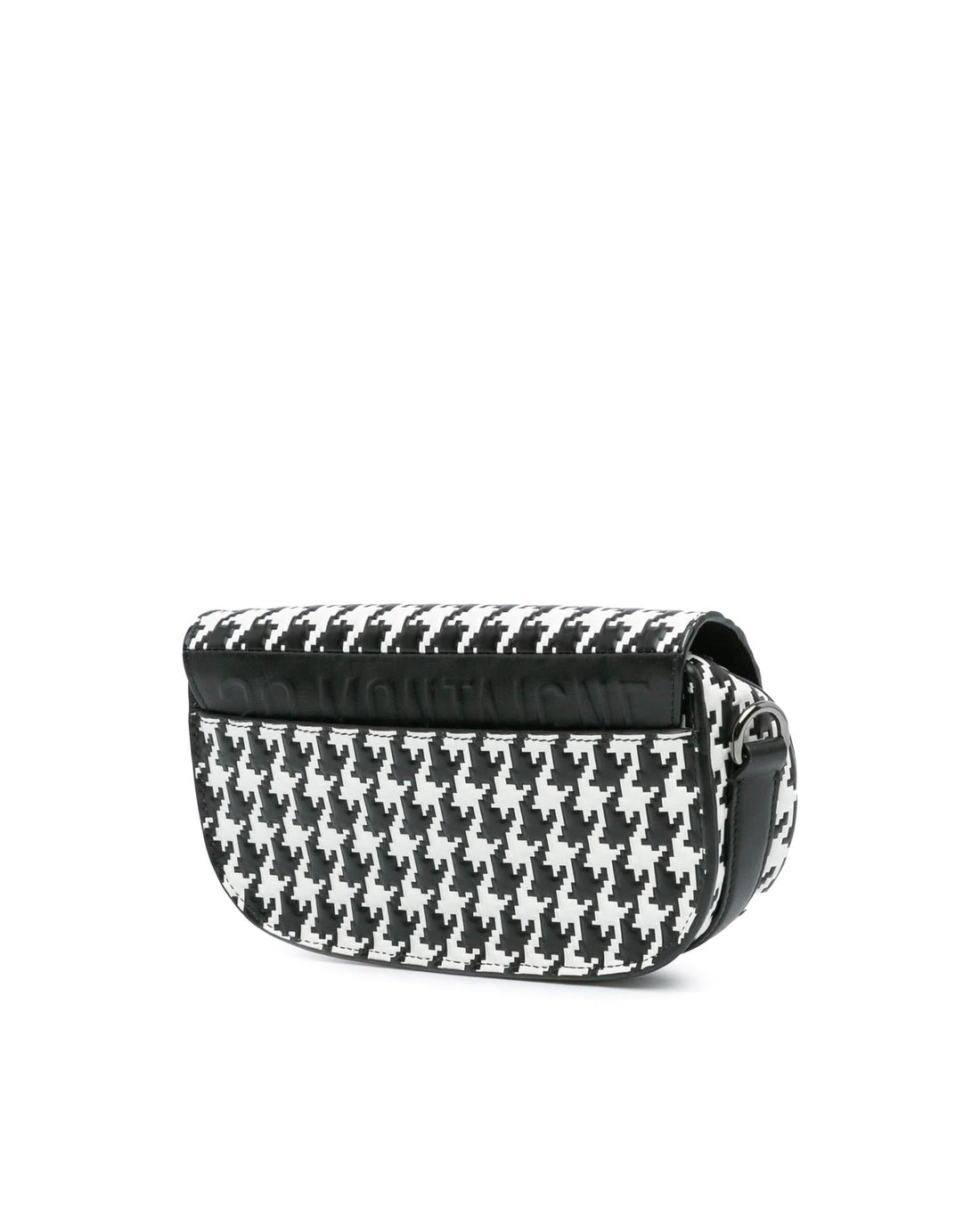 Embossed Calfskin Houndstooth East West Crossbody Bag with Buckle Closure