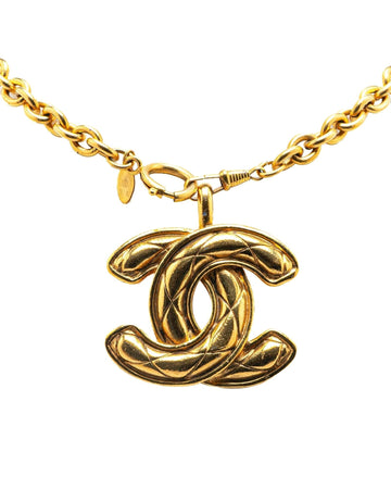 Gold Plated Quilted Pendant Necklace