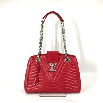 LOUIS VUITTON Shoulder Bag M51497 leather Red New Wave Chain tote Women Used