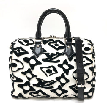 LOUIS VUITTON Boston Duffel bag M45563 leather White x black Tufted Monogram Canvas VxUF Speedy bandouliere 25 Women Used