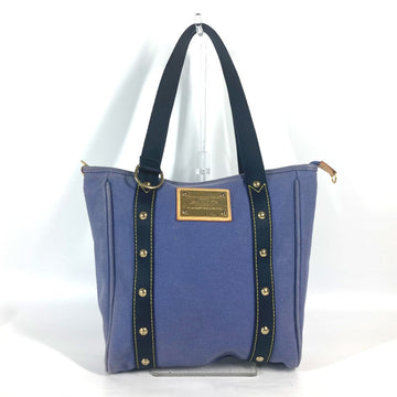 LOUIS VUITTON Tote Bag M40087 Leather / canvas blue Antigua Hippo MM Women Used