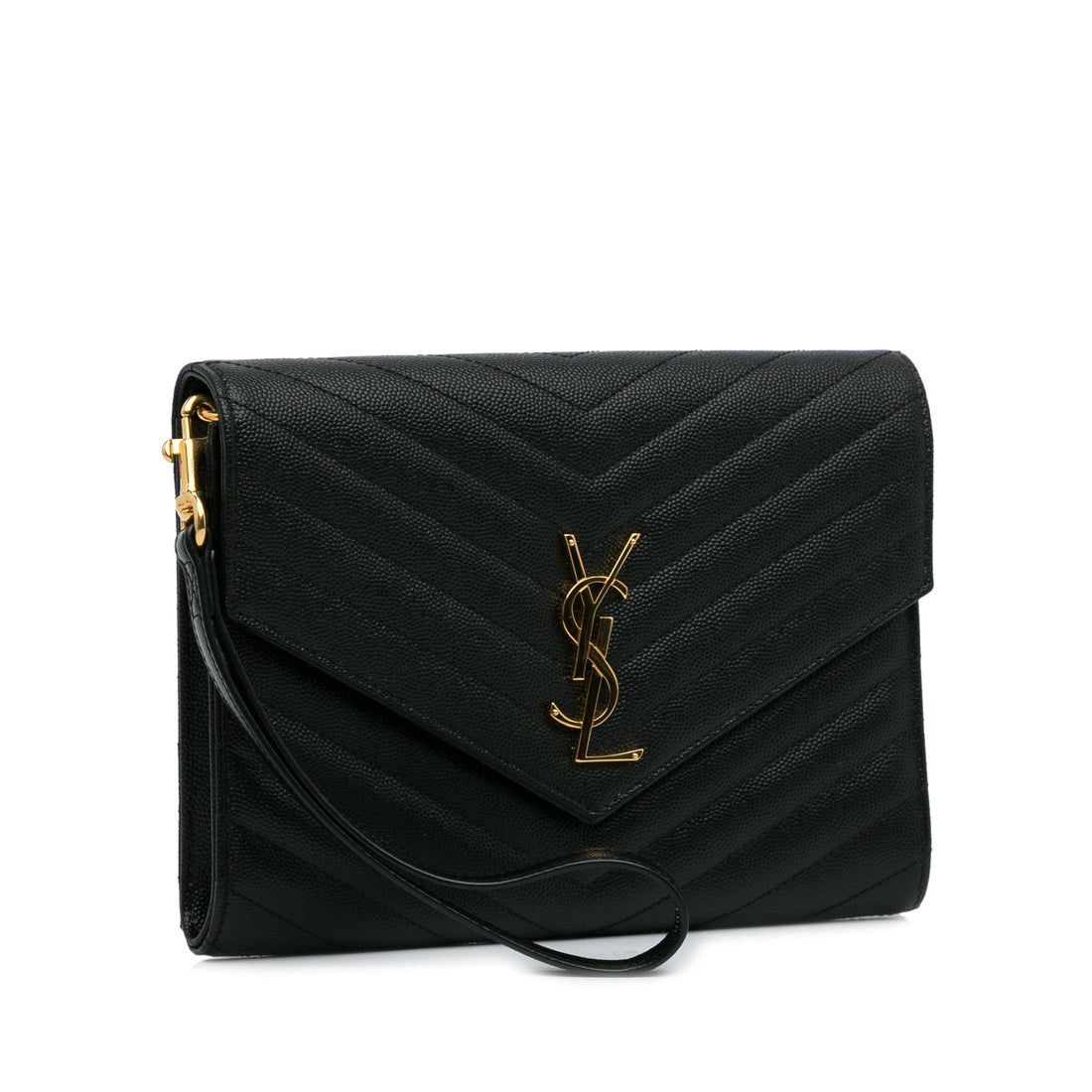 Yves Saint Laurent Cassandre Envelope Clutch Black Grain De Poudre