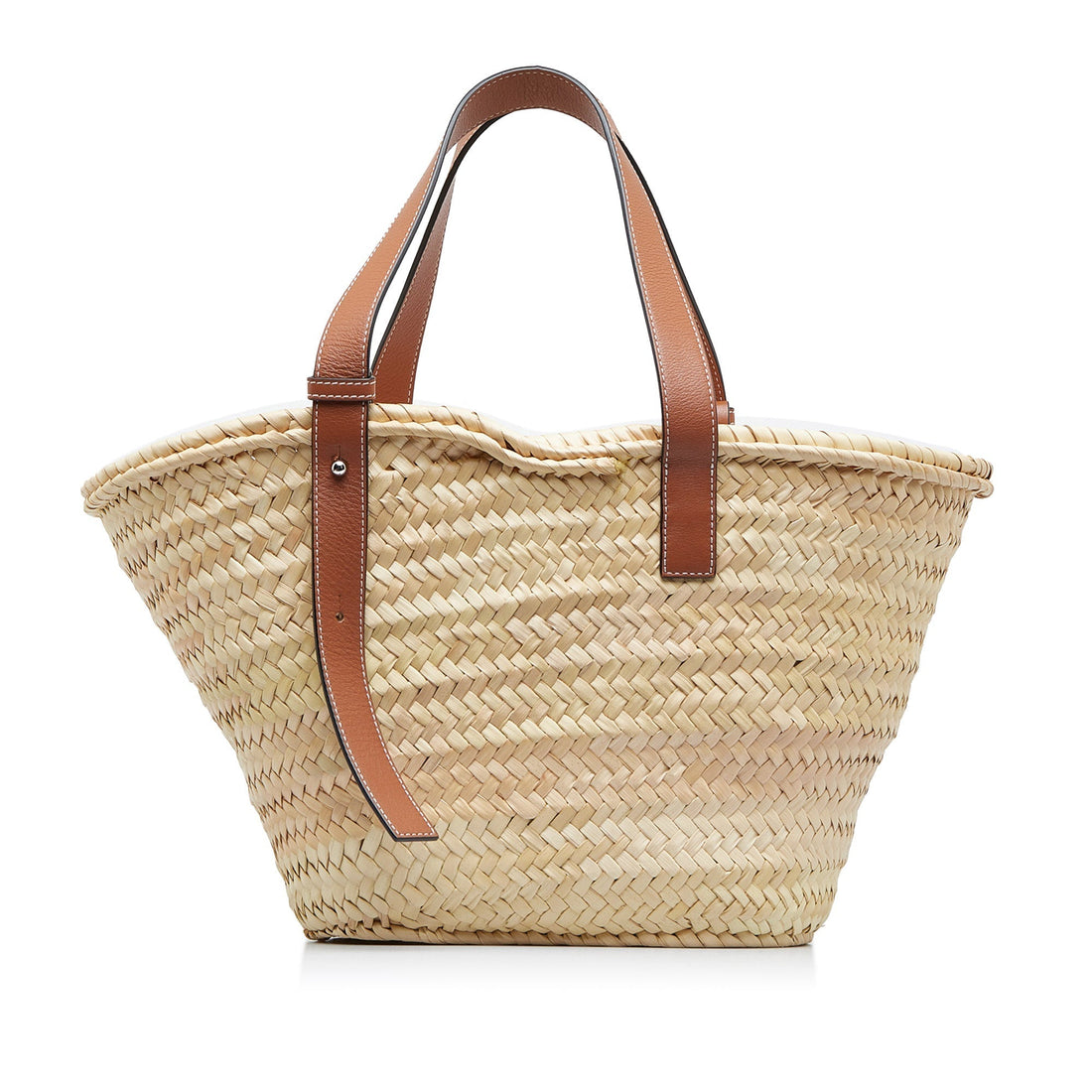 Beige Loewe Raffia Basket Tote