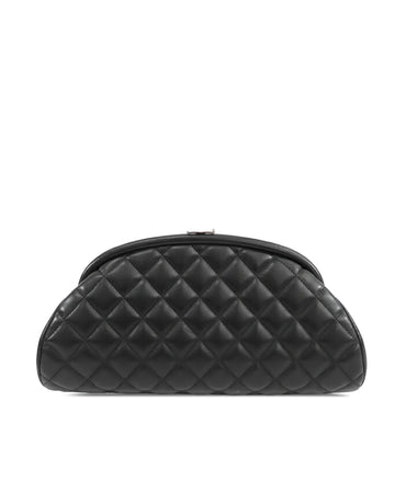Quilted Lambskin Frame Clutch with Kiss Lock Closure