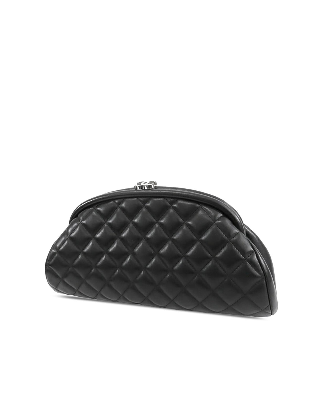 Quilted Lambskin Frame Clutch with Kiss Lock Closure